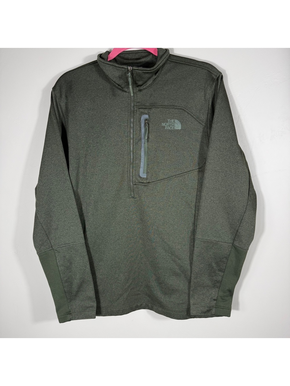The North Face Men’s Olive Green 1/2-Zip Pullover Jacket | L
